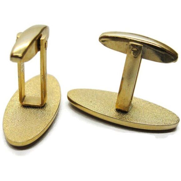 Foster Oval Wave Smooth & Rough Design Cufflinks Tux Shirt Dress Suit Vintage - Picture 10 of 10